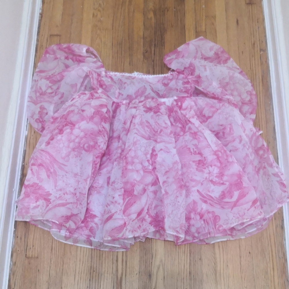 Selkie Pink Floral Puff Sleeve Mini Dress - Picture 6 of 7